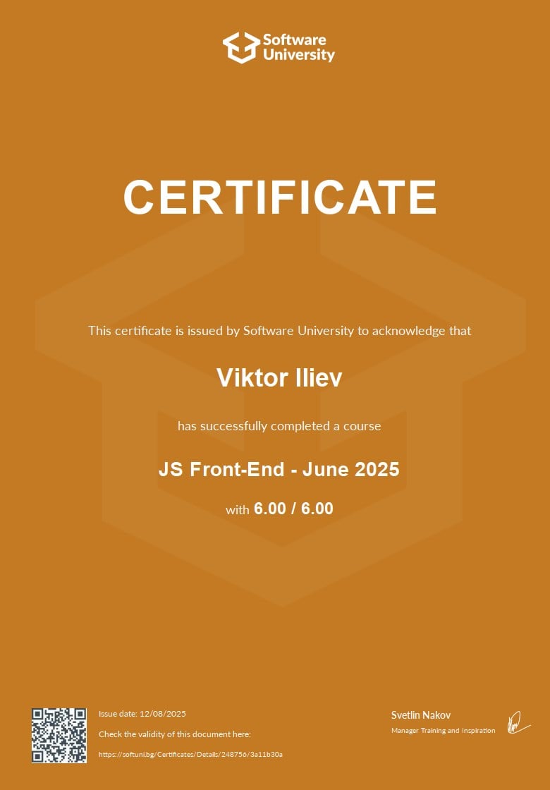 JS Front-End certificate preview